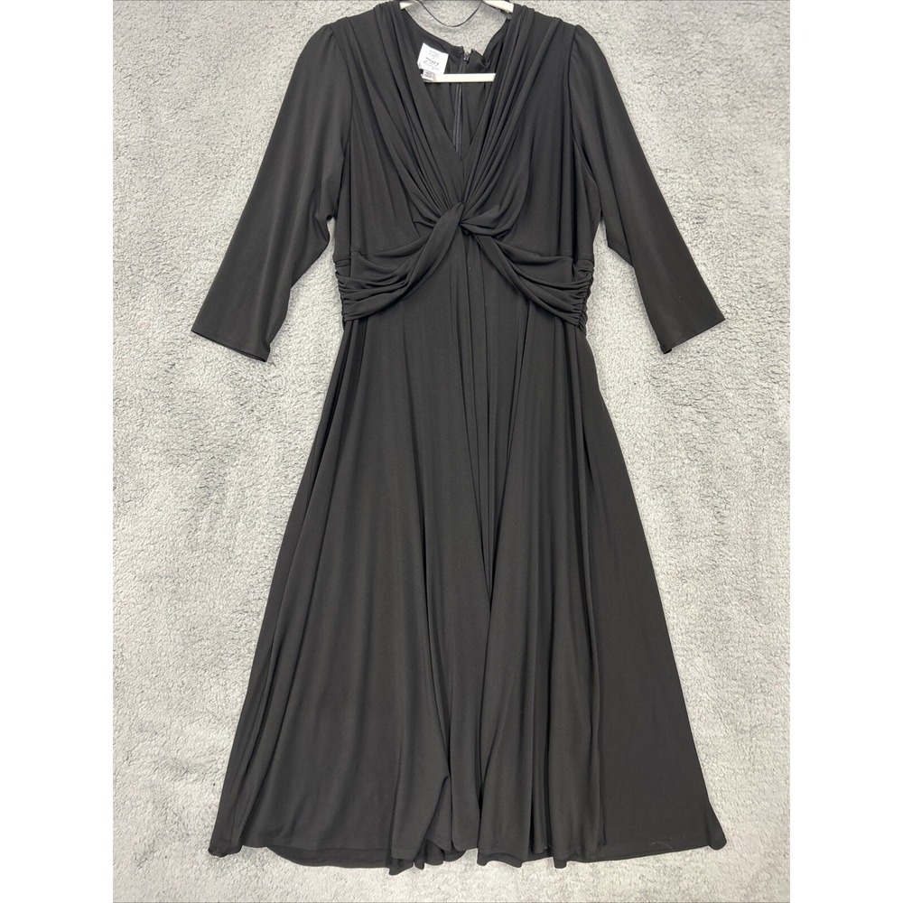 Suzi Chin Maggy Boutique Cocktail Dress Womens 16W Black Polyster Long Back Zip